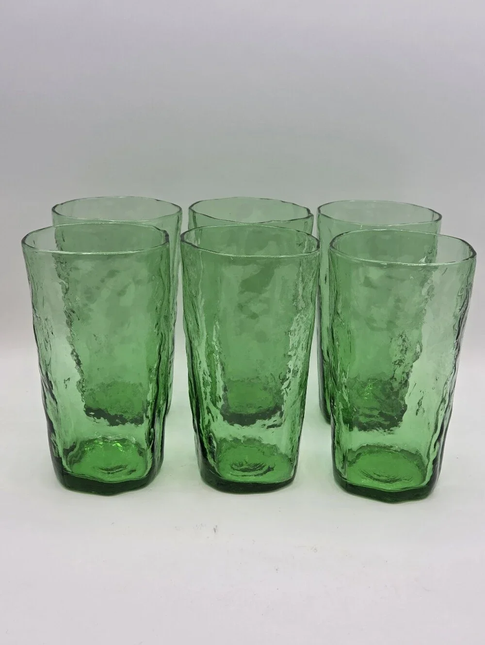 Vintage Emerald Green Crinkle Glasses